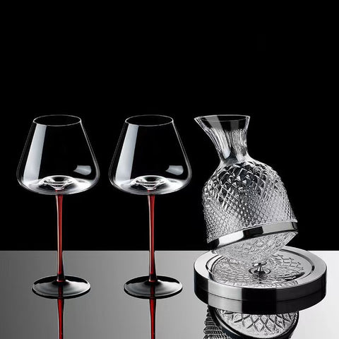 Unstoppable Spin Wine Aerator Set | Rotating Decanter & Wine Glasses - Premium Wine Spinner for Home - Elegant Rotating Aerator for Red Wine