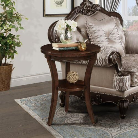 16'' Wood Round End Table, Side Table w/Open Shelf, Small Sofa Side Table for Small Space, Multipurpose Accent Table for Bedroom Living Room Home Nightstand (Espresso), YYUE-240507-24