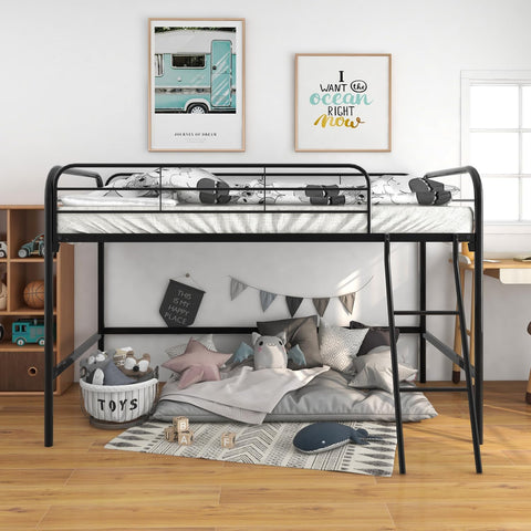 Metal Twin Loft Bed, Twin Size High Loft Bed Black