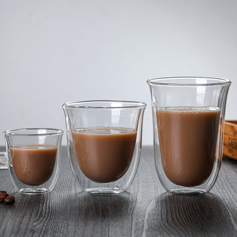 High borosilicate double glass cups glass coffee cups wholesale double transparent drinking cups insulated water cups
