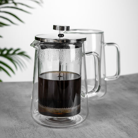 French press pot double glass hand brewing mocha pot French filter pressure home brewing tea filter pot milk froth coffee pots