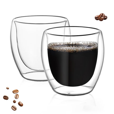 Double insulated glass cup household creative breakfast milk juice drink cup borosilicate glass coffee cups