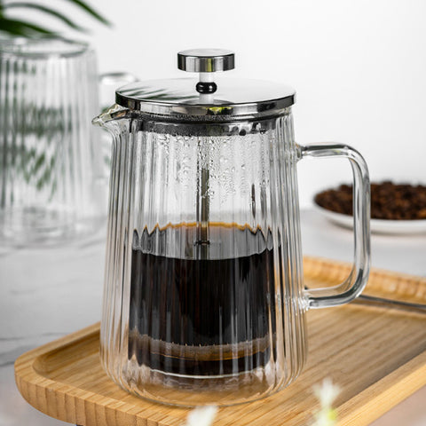 Glass French press pot double borosilicate glass vertical filter press pot household tea brewer milk froth hand brewing coffee maker