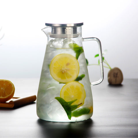 High borosilicate thickened glass cold water kettle modern simple flat light large capacity flower tea cooling kettle