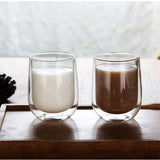 Wholesale creative heat insulation high borosilicate glass household milk cup coffee cup office tea cup double-layer glass cups