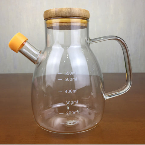 定制批发带刻度玻璃油壶厨房用品酱油麻油醋瓶隔热玻璃油壶