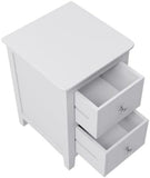 2 Drawers Solid Wood Nightstand End Table in White