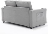 3-in-1 Upholstered Futon Sofa Convertible Sofa Bed,Foldable Tufted Loveseat with Pull Out Sleeper Couch Bed,Folding Mattres Love Seat Daybed W/Side Pockets and Cup Holder, Light Gray