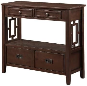 36'' Farmhouse Pine Wood Console Table Entry Sofa Table with 4 Drawers & 1 Storage Shelf for Entryway Living Room Bedroom Hallway Kitchen, YYUE-240507-02