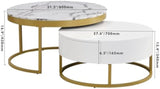 Modern Round Nesting Coffee Table with Drawers in White