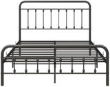 FULL Metal Platform Bed Frame with Headboard, Strong Slat Support, No Box Spring Needed,Easy Assembly BLACK