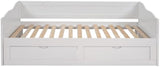 Wooden Daybed with Trundle Bed and Two Storage Drawers, Extendable Bed Daybed,Sofa Bed with Two Drawers, White