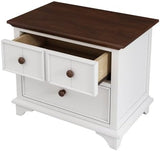 Wooden Captain Two-Drawer Nightstand Kids Night Stand End Side Table for Bedroom, Living Room, Kids' Room, White+Walnut