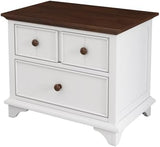 Wooden Captain Two-Drawer Nightstand Kids Night Stand End Side Table for Bedroom, Living Room, Kids' Room, White+Walnut