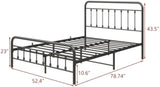 FULL Metal Platform Bed Frame with Headboard, Strong Slat Support, No Box Spring Needed,Easy Assembly BLACK