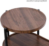 Small Coffee Tables 2-Tier Modern Sofa Side Table with Wood Storage Shelf Living Room End Tables Nightstands (Walnut Brown)
