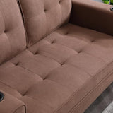 3-in-1 Upholstered Futon Sofa Convertible Floor Sofa Bed,Foldable Tufted Loveseat with Pull Out Sleeper Couch Bed,Folding Mattres Love Seat Daybed W/Side Pockets for Living Room, Brown