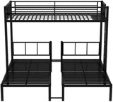 Twin Over Twin & Twin Bunk Beds for 3, Twin XL Over Twin & Twin Bunk Bed Metal Triple Bunk Bed, Black