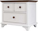 Wooden Captain Two-Drawer Nightstand Kids Night Stand End Side Table for Bedroom, Living Room, Kids' Room, White+Walnut