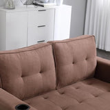 3-in-1 Upholstered Futon Sofa Convertible Floor Sofa Bed,Foldable Tufted Loveseat with Pull Out Sleeper Couch Bed,Folding Mattres Love Seat Daybed W/Side Pockets for Living Room, Brown