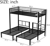 Twin Over Twin & Twin Bunk Beds for 3, Twin XL Over Twin & Twin Bunk Bed Metal Triple Bunk Bed, Black