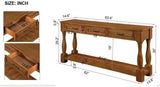 63inch Long Wood Console Table with 3 Drawers and 1 Bottom Shelf for Entryway Hallway Easy Assembly Extra-Thick Sofa Table(Brown), YYUE-240507-29