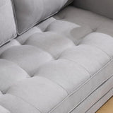 3-in-1 Upholstered Futon Sofa Convertible Sofa Bed,Foldable Tufted Loveseat with Pull Out Sleeper Couch Bed,Folding Mattres Love Seat Daybed W/Side Pockets and Cup Holder, Light Gray