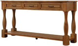 63inch Long Wood Console Table with 3 Drawers and 1 Bottom Shelf for Entryway Hallway Easy Assembly Extra-Thick Sofa Table(Brown), YYUE-240507-29