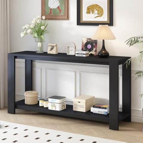 Distinctive Features of a Minimalist Console Table with Bottom Shelf and Four Legs, Suitable for Entryway, Hallway, Living Room, Foyer, Corridor