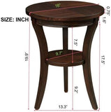 16'' Wood Round End Table, Side Table w/Open Shelf, Small Sofa Side Table for Small Space, Multipurpose Accent Table for Bedroom Living Room Home Nightstand (Espresso), YYUE-240507-24