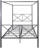 Metal Canopy Bed Frame, Platform Bed Frame with X Shaped Frame Full Black