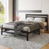 Queen Size Platform Bed Frame with Wooden Headboard, Under Bed Storage, Non-Slip, Noise Free, Easy Assembly, Black