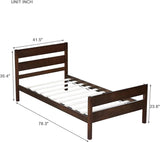 Twin Bed with Headboard and Footboard,Espresso