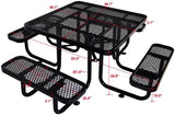 Square Outdoor Steel Picnic Table 46" Black,with Umbrella Pole