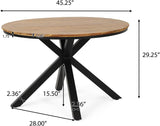 Outdoor Dining Table, Teak Acacia Wood Tabletop and Black Metal Leg