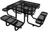 Square Outdoor Steel Picnic Table 46" Black,with Umbrella Pole