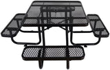 Square Outdoor Steel Picnic Table 46" Black,with Umbrella Pole