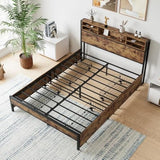 Queen Bed Frame with Storage Headboard and 4 Drawers