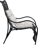 3 Pieces Wicker Outdoor Patio Furniture Set with Lounge Chair, Balcony Chairs Table Set with Cushions, Ottoman, Patio Conversation Sets for Garden,Deck,and Porch, Black & Beige