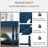 63inch Long Wood Console Table with 3 Drawers and 1 Bottom Shelf for Entryway Hallway Easy Assembly Extra-Thick Sofa Table(Navy Blue), YYUE-240507-28