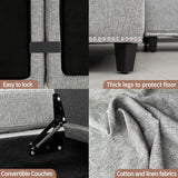 Convertible Sectional Sofa with Storage Seat 6 Seat Sofa with Reversible Chaise U Shaped Sectional Couch for Living Room,Light Grey