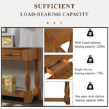 63inch Long Wood Console Table with 3 Drawers and 1 Bottom Shelf for Entryway Hallway Easy Assembly Extra-Thick Sofa Table(Brown), YYUE-240507-29