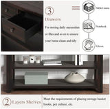 48'' Solid Pine Wood Top Console Table, Modern Entryway Sofa Side Table with 3 Storage Drawers and 2 Shelves. Easy to Assemble (Black), YYUE-240507-22