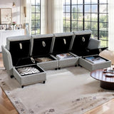 Convertible Sectional Sofa with Storage Seat 6 Seat Sofa with Reversible Chaise U Shaped Sectional Couch for Living Room,Light Grey
