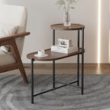 Small Coffee Tables 2-Tier Modern Sofa Side Table with Wood Storage Shelf Living Room End Tables Nightstands (Walnut Brown)