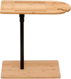Couch Tray Table Bamboo Height Adjustable Side Table for Sofa C-Shaped Oval End Tables with Slots for Bed & Chairs in Living Room & Bedroom (Oval + Rectangle)