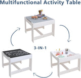 3 - in - 1 Wooden Table and Chair Set with Storage Drawer - Ideal for Drawing, Reading & Crafts - 2 - in - 1 Detachable Tabletop