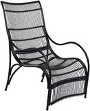 3 Pieces Wicker Outdoor Patio Furniture Set with Lounge Chair, Balcony Chairs Table Set with Cushions, Ottoman, Patio Conversation Sets for Garden,Deck,and Porch, Black & Beige