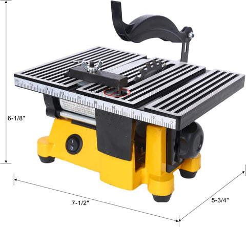4" 90W Mini Table Saw Top Cut Off Miter Saw Multifunctional Desktop Saws w/ 3 Blades for Precision Cut Metal Wood Frame Molding