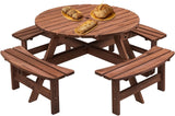 8 Person Wooden Picnic Table, Outdoor Camping Dining Table with Seat, Garden, DIY w/ 4 Built-in Benches, 2220lb Capacity